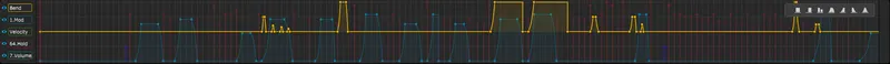 MIDI CC/ベロシティーエディター